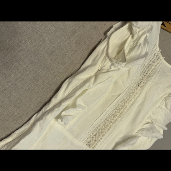 St. Roche Flutter Sleeve Tiered Midi Swing Dress Sz 2 Lace Organic Cotton Ivory - Picture 8 of 11